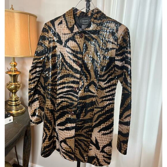 Vintage Women’s Selene Sport Animal Print Coat Button Front Size Medium - Picture 1 of 8